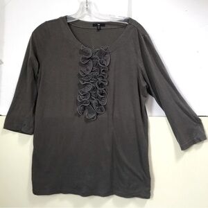GAP Ruffle Cotton Lightweight Top Tunic Modal Crew Neck T -Shirt Casual  Large